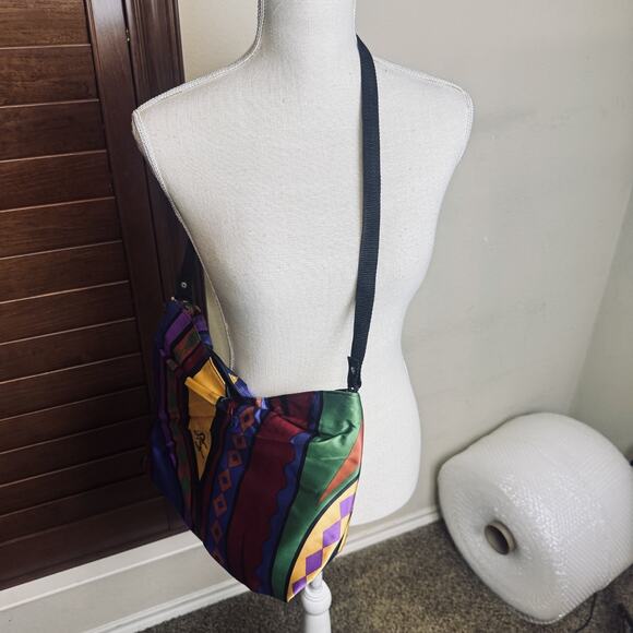 Sharif Couture Silk Bag Purse colorful vintage 90s shoulder rainbow - Picture 2 of 7